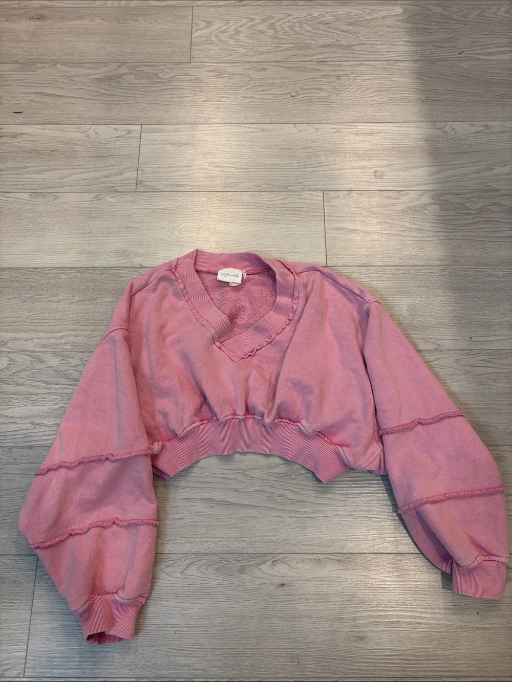 Urban Outfitters Washed Pink Cropped V-Neck Pullover